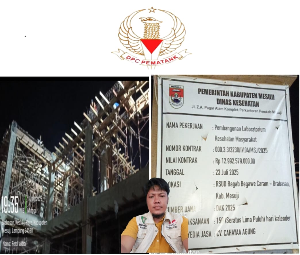 DPC Pematank Mesuji Soroti Proyek Rp 12.9 Milyar Dinas Kesehatan Dikerjakan Malam Hari Tanpa Memakai (K3), Luput Dari Pengawasan Dinas